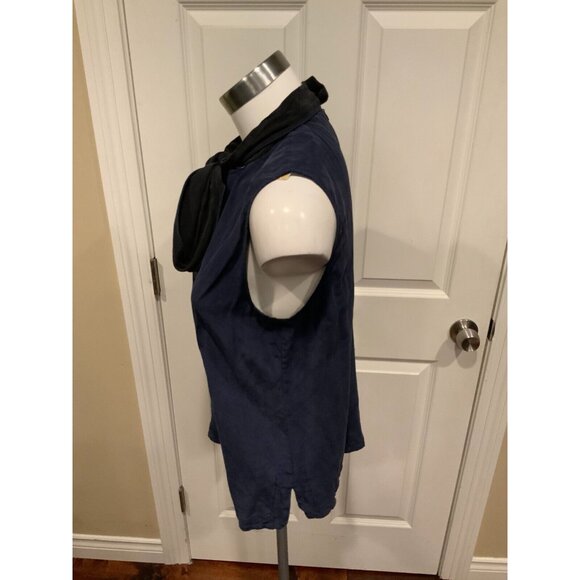 Equipment Femme 100% Silk Blue Sleeveless Silk Tie-Neck Bow Top Size S - Picture 3 of 5